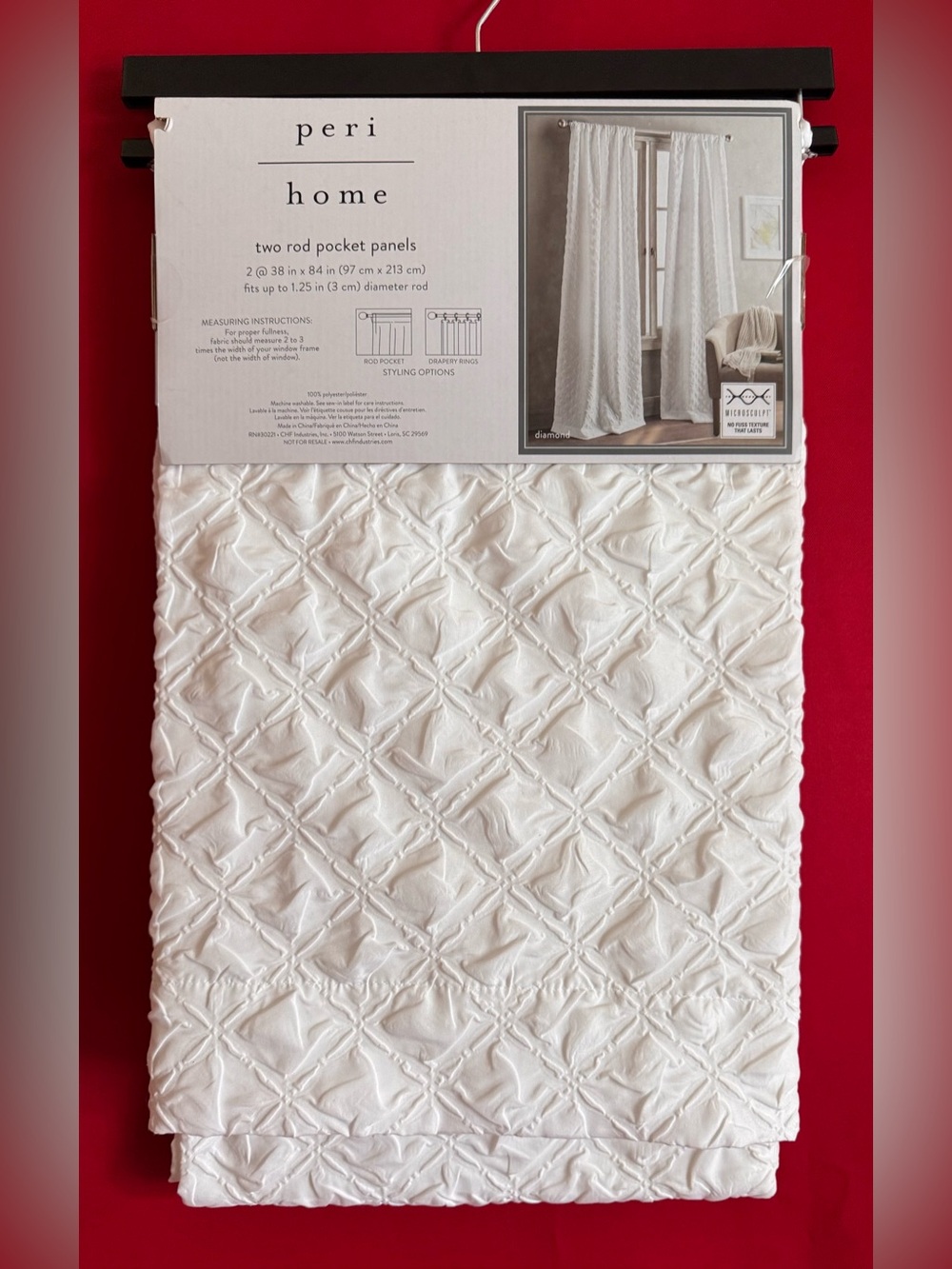 NWT- Peri Home White Textured Two-Paneled Curtain Set - Picture 2 of 6